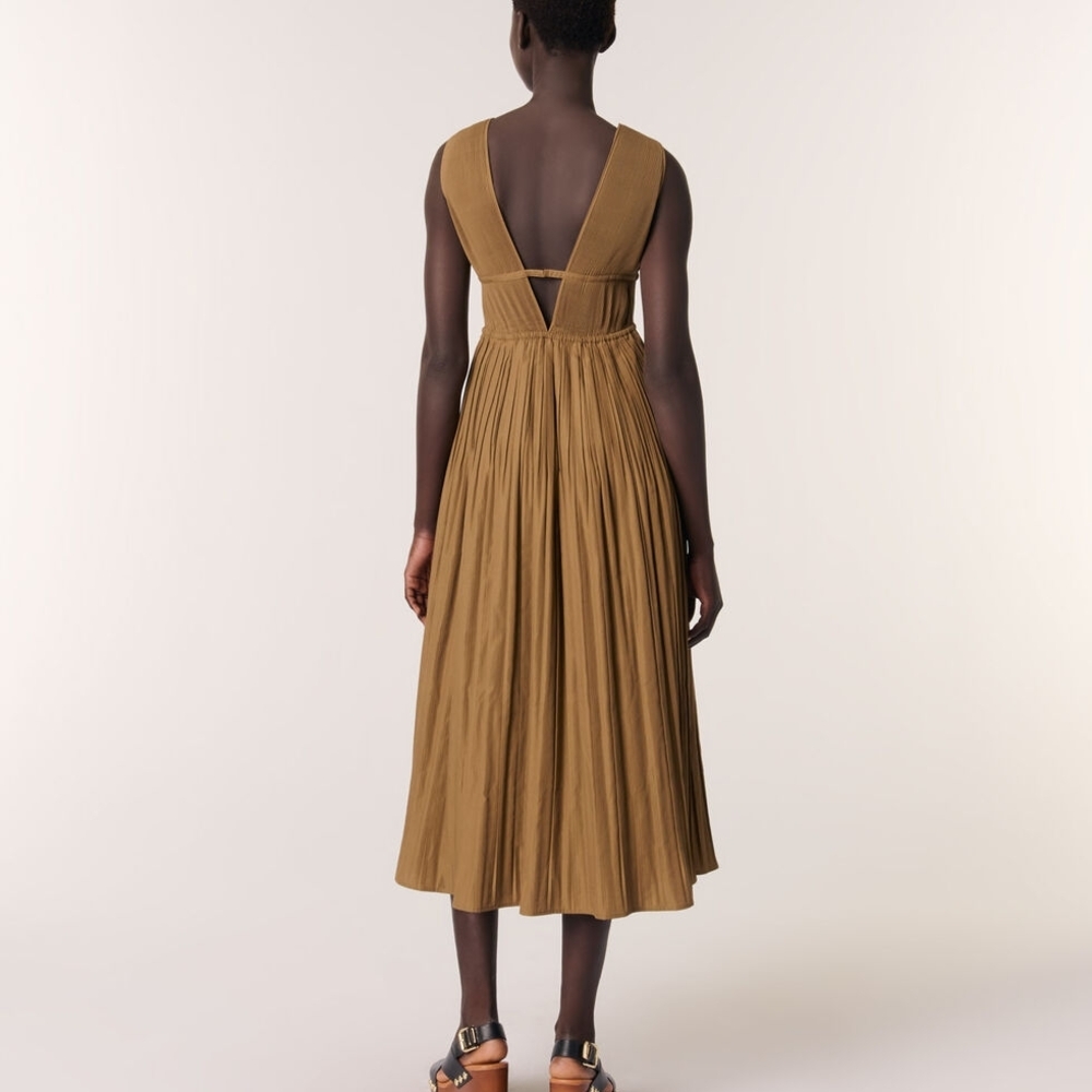 Maje Jewellery neckline pleated dress - Picture 3 of 8